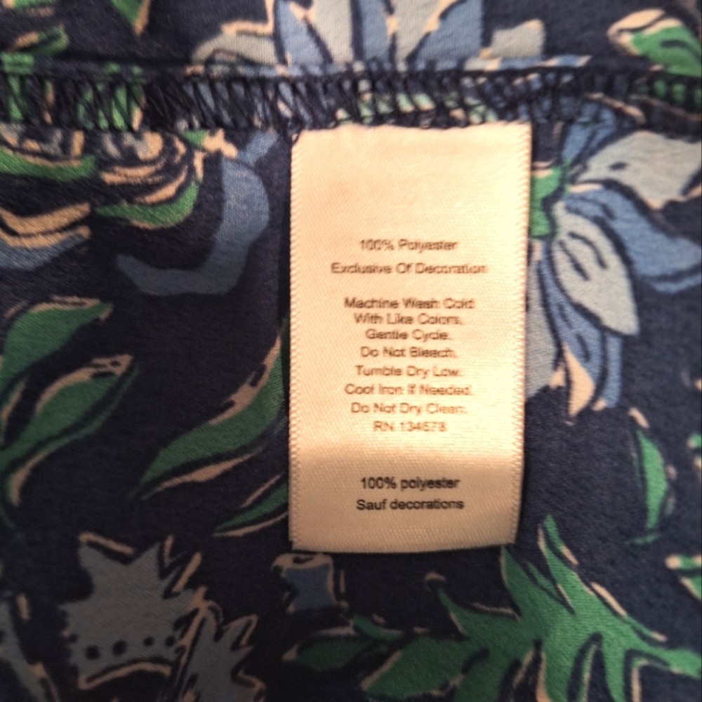 Vineyard Vines Floral Ruffle Sleeve Top - Black, Blue, Green - Picture 10 of 10